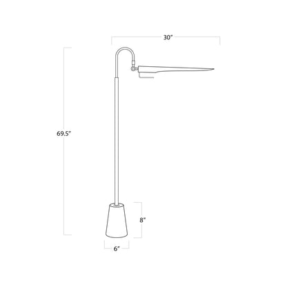 Raven Floor Lamp - line drawing.