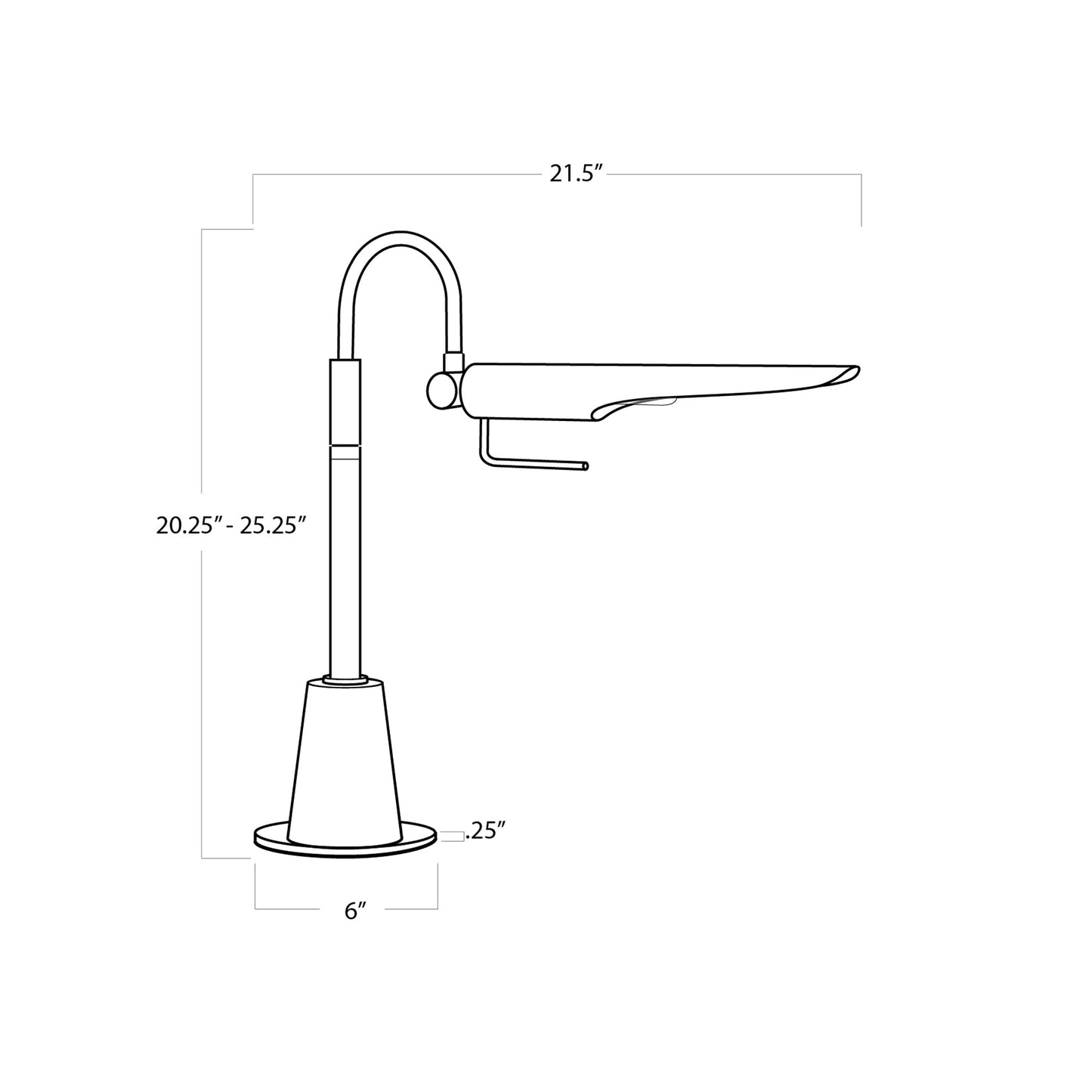Raven Table Lamp - line drawing.