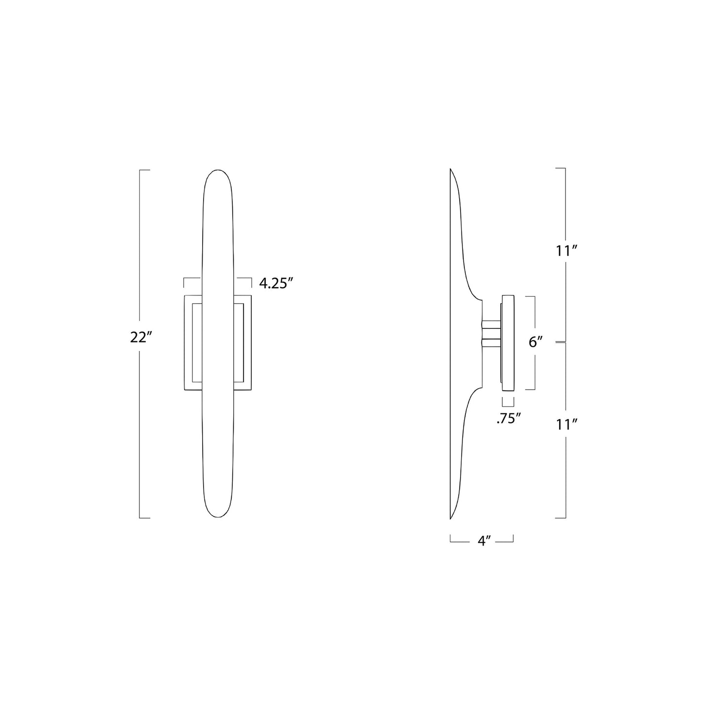 Redford Wall Light - line drawing.