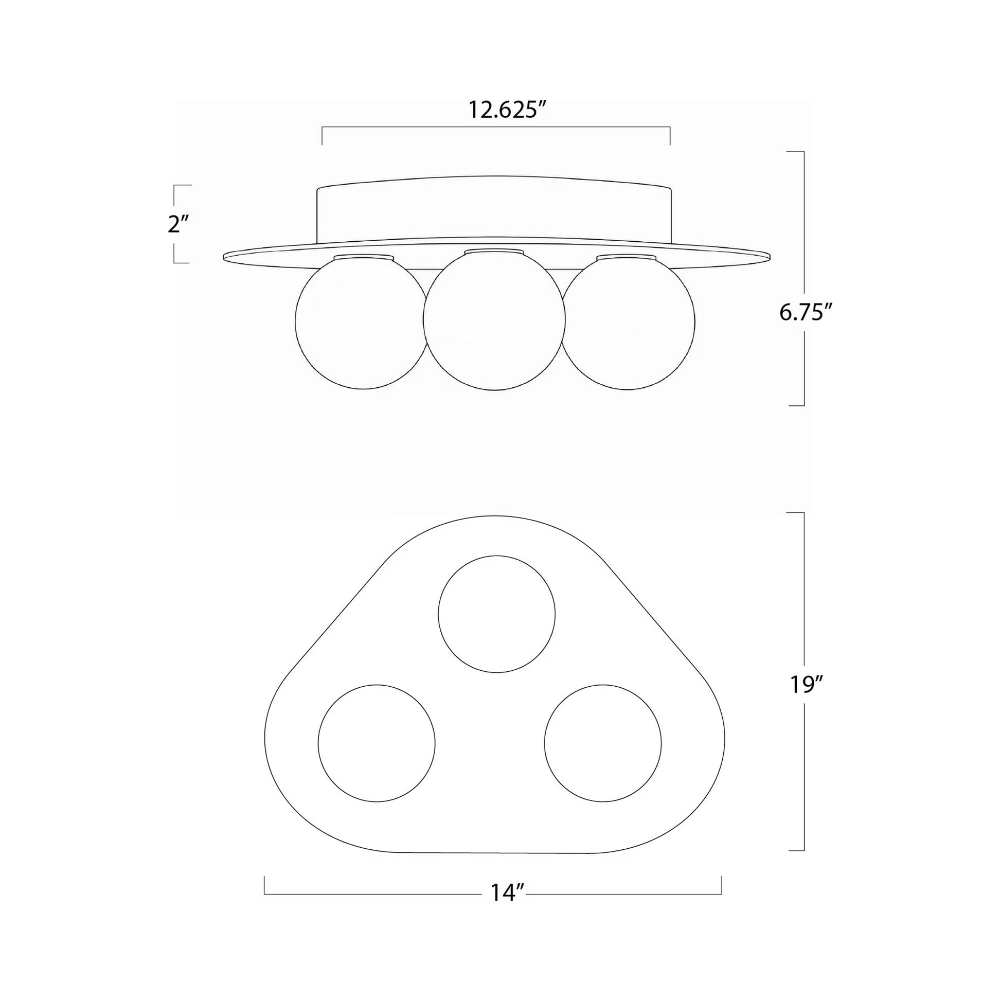 Rhoads Ceiling / Wall Light - line drawing.
