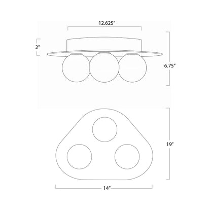 Rhoads Ceiling / Wall Light - line drawing.