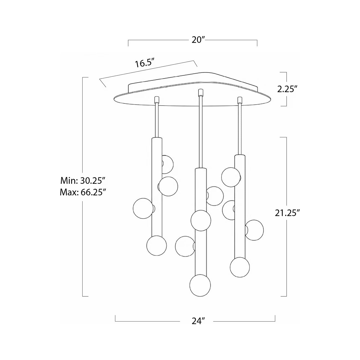 Rhoads Chandelier - line drawing.