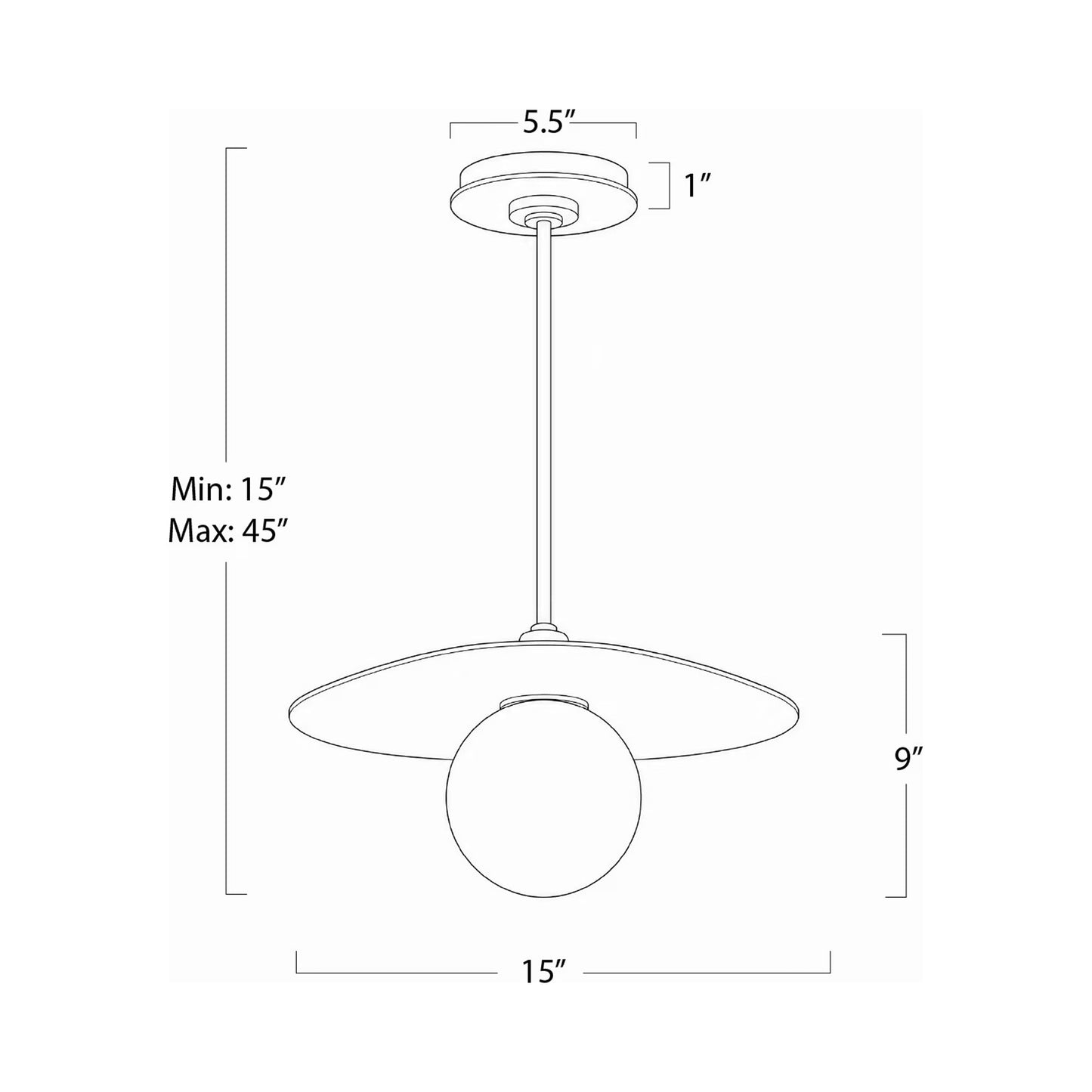 Rhoads Pendant Light - line drawing.