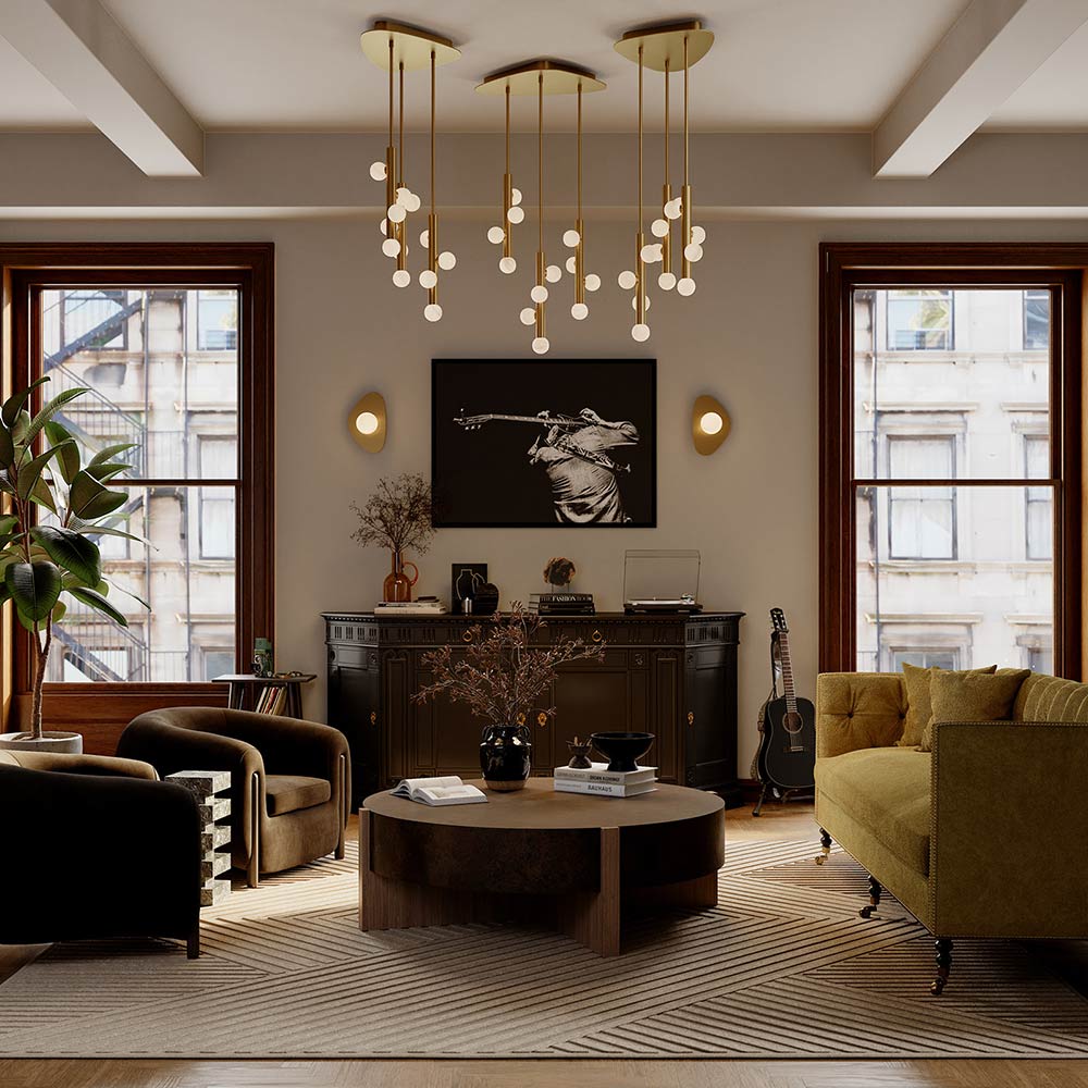 Rhoads Single Ceiling / Wall Light in living room.