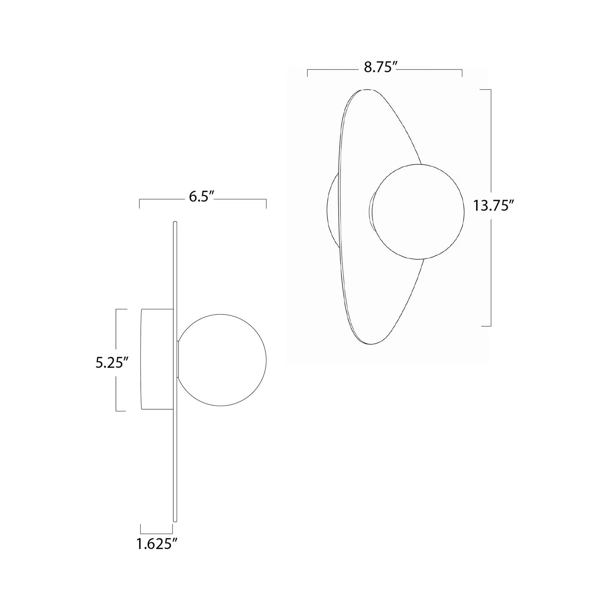 Rhoads Single Ceiling / Wall Light - line drawing.