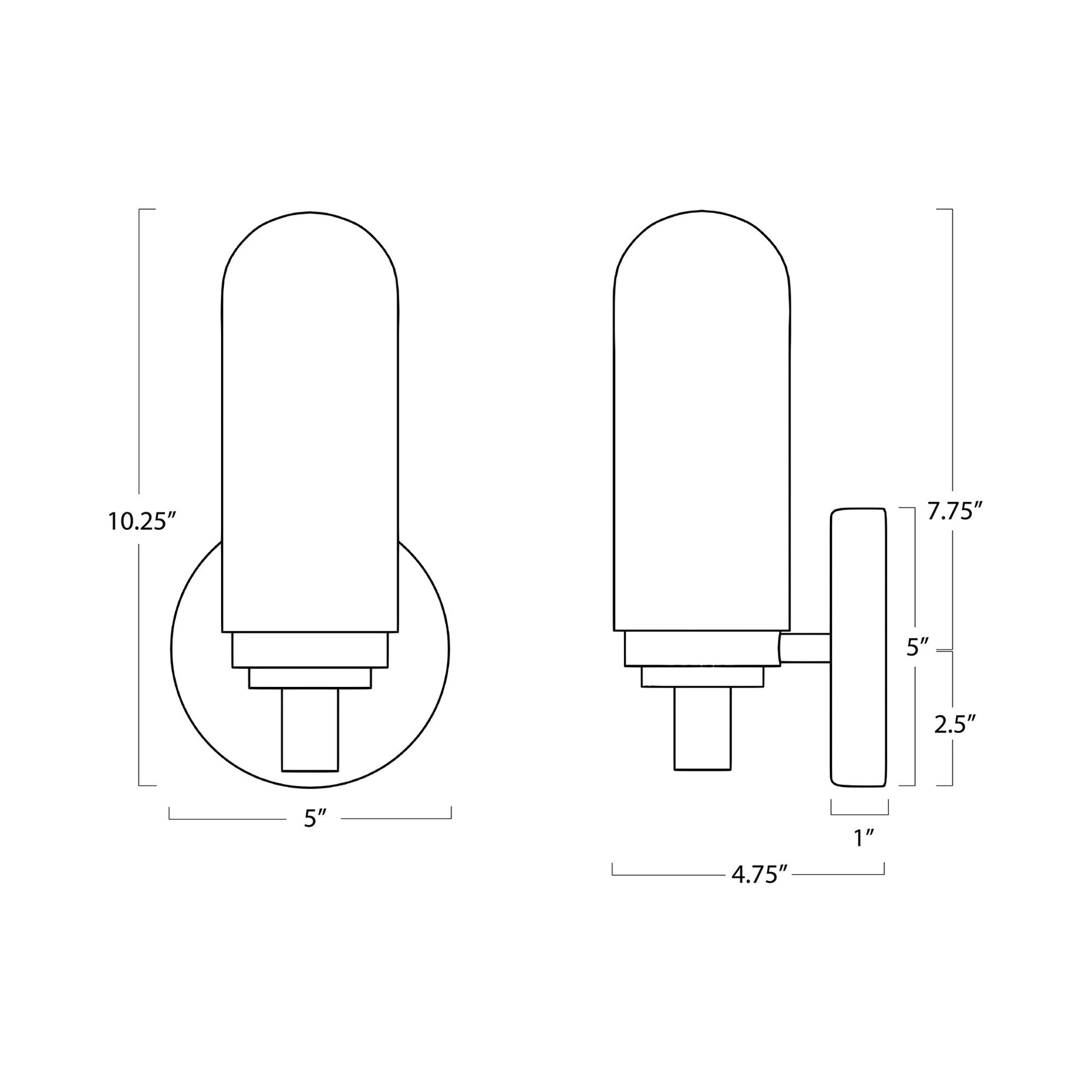 Salon Single Wall Light - line drawing.