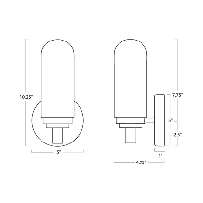 Salon Single Wall Light - line drawing.