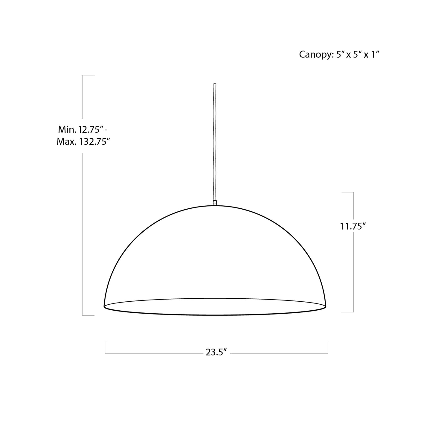 Sigmund Pendant Light - line drawing.