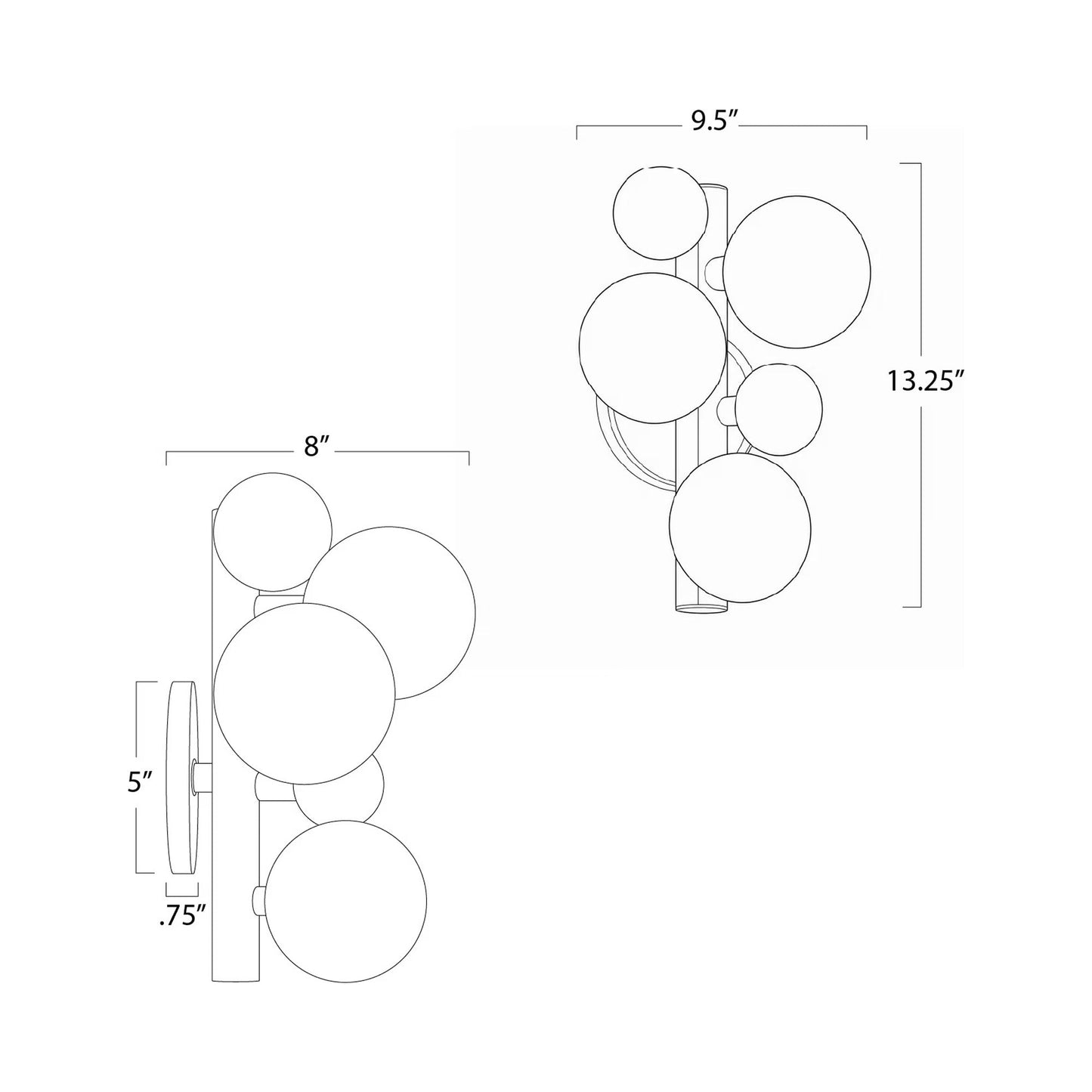 Sofia Wall Light - line drawing.