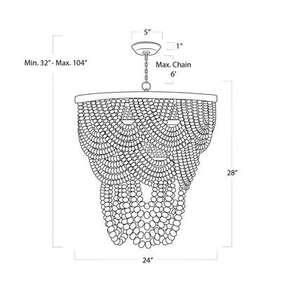 Southern Living Lorelei Chandelier - line drawing.