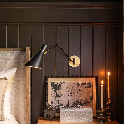 Spyder Single Arm Wall Light in bedroom.