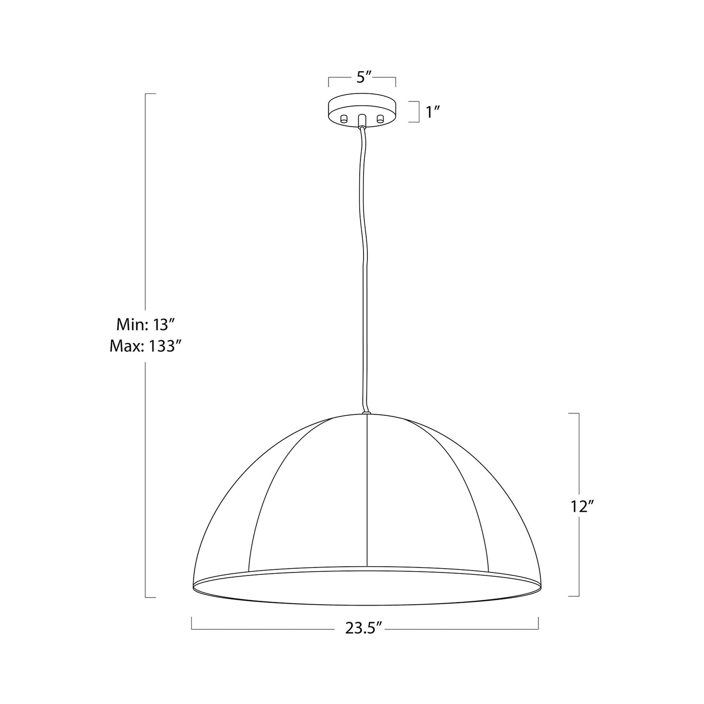 Stevie Pendant Light - line drawing.