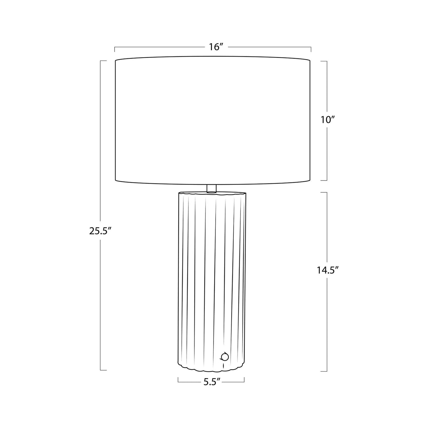 Tambour Table Lamp - line drawing.
