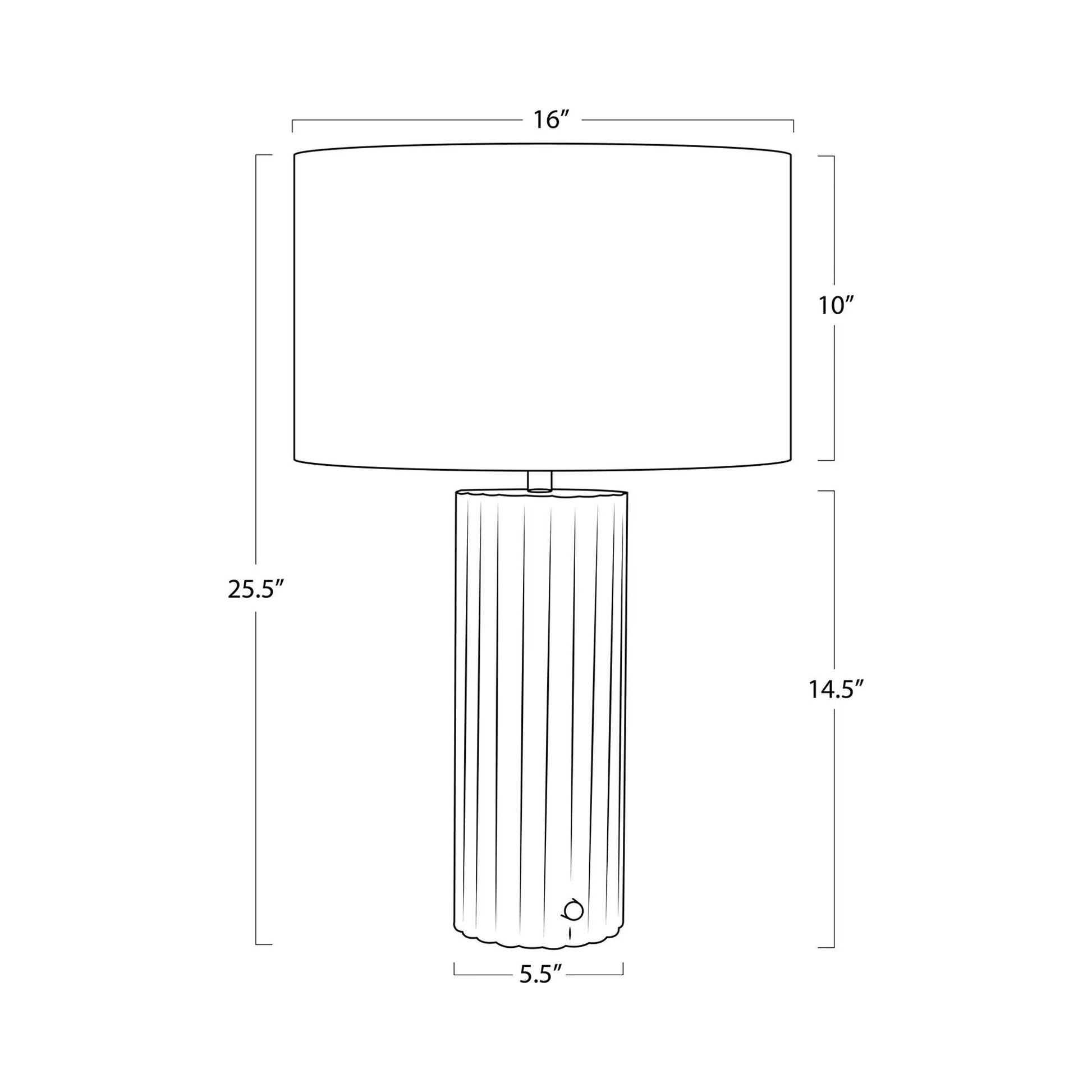 Tambour Table Lamp - line drawing.