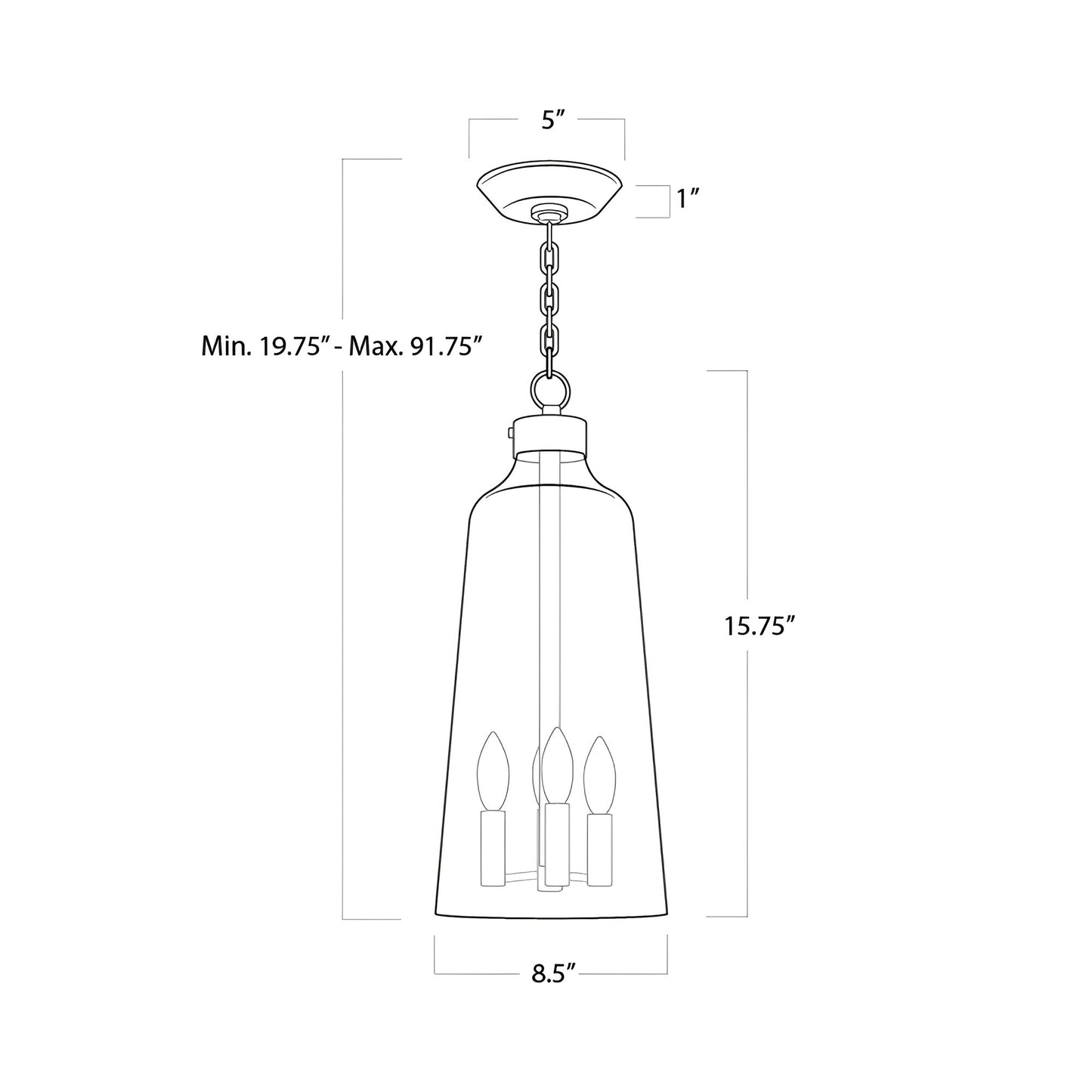 Wythe Pendant Light - line drawing.