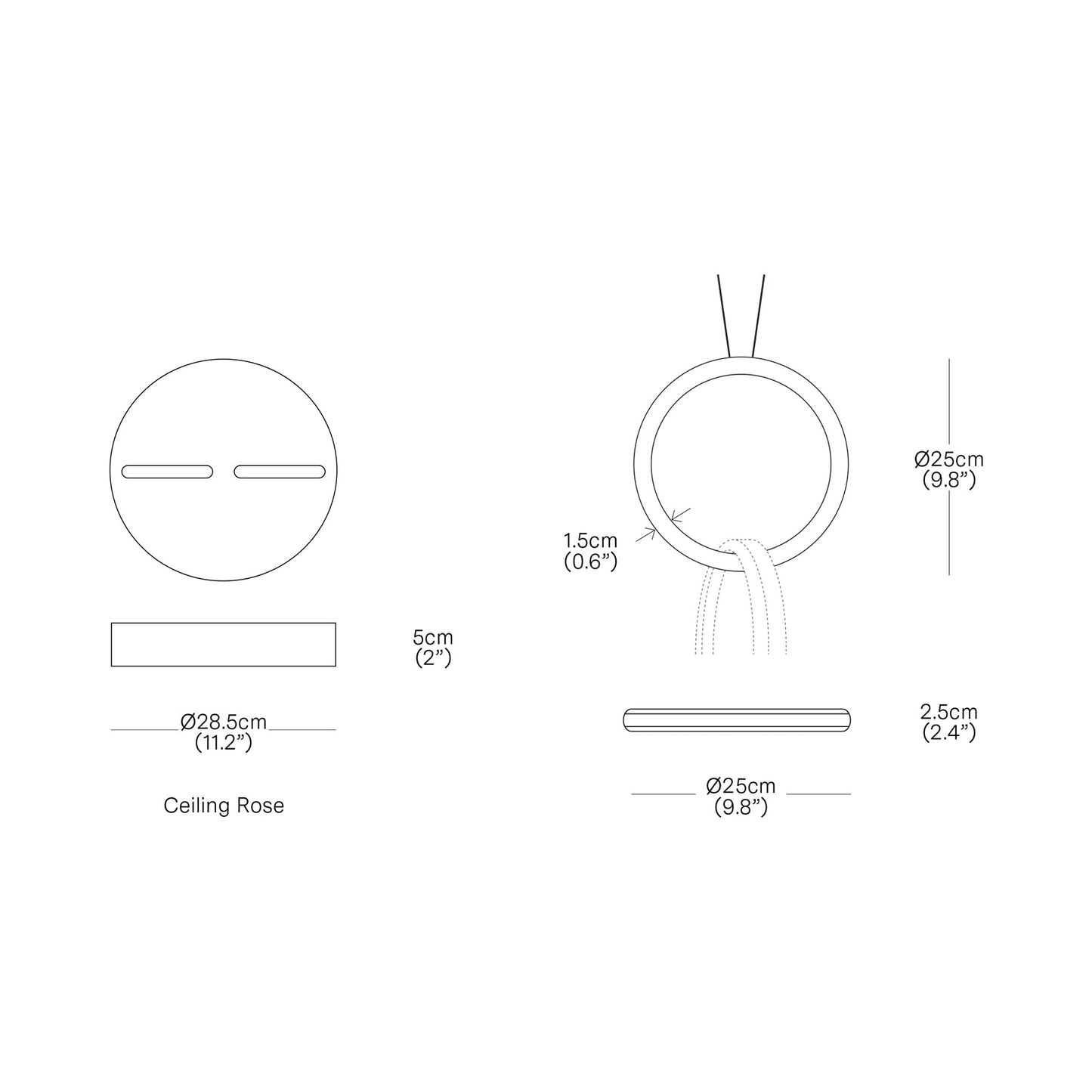 Circus LED Pendant Light - line drawing.