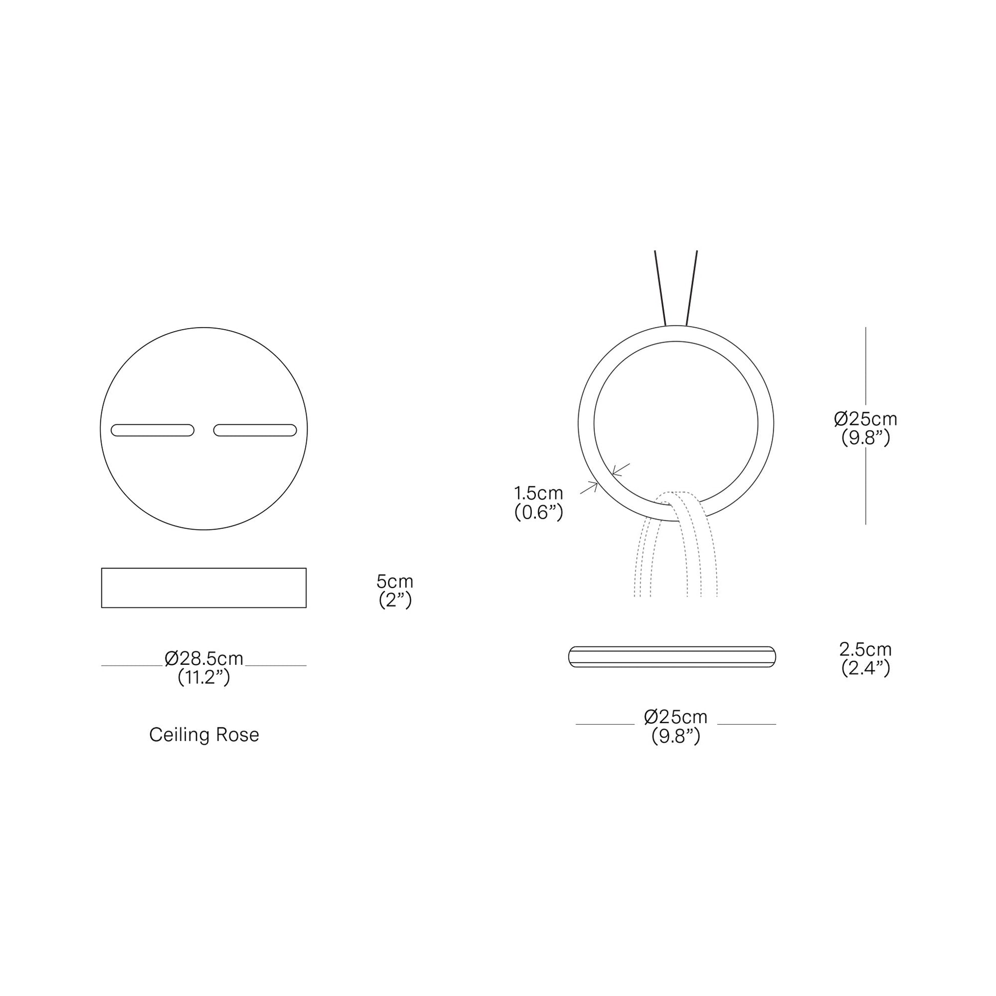 Circus LED Pendant Light - line drawing.