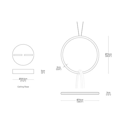 Circus LED Pendant Light - line drawing.