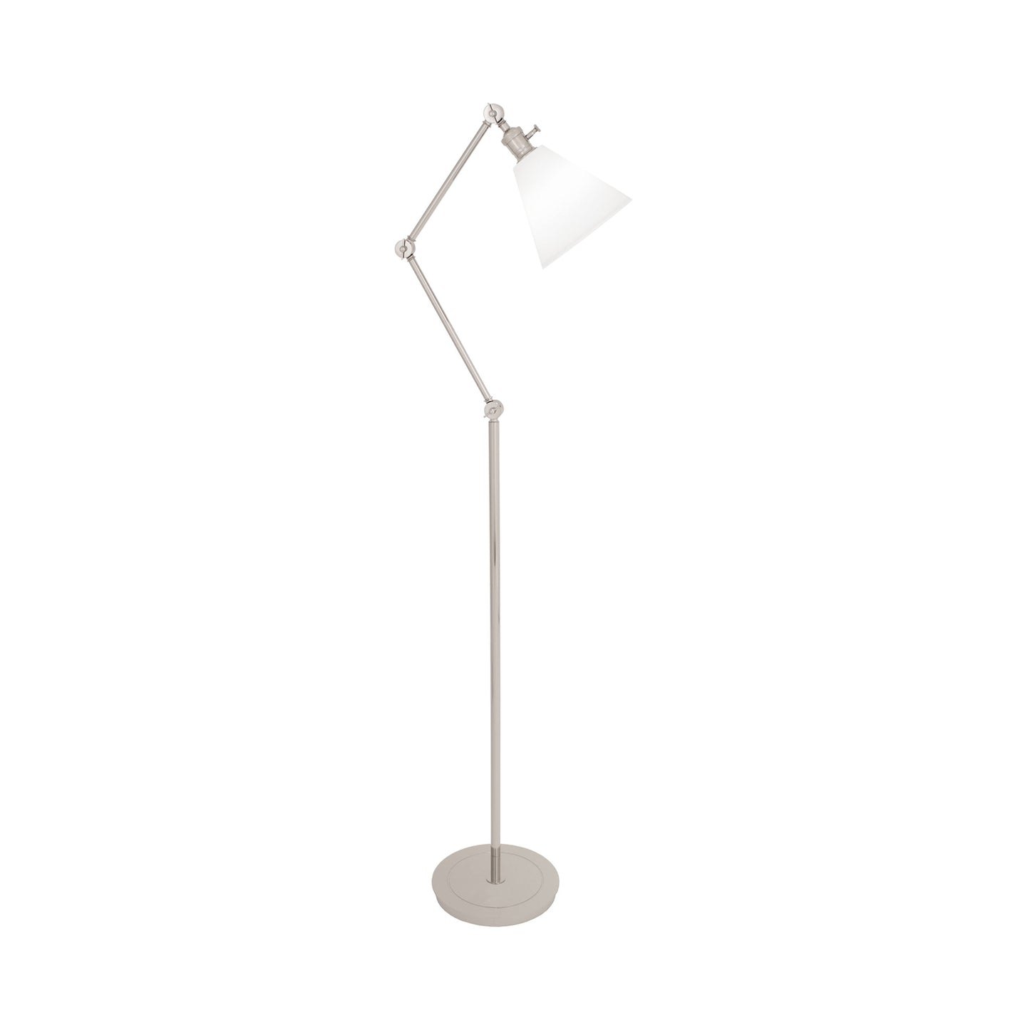 Alloy Floor Lamp in Polished Nickel/Cased White Glass.