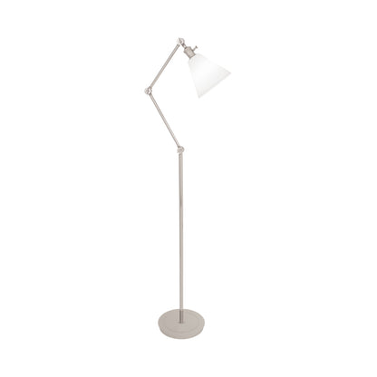 Alloy Floor Lamp in Polished Nickel/Cased White Glass.