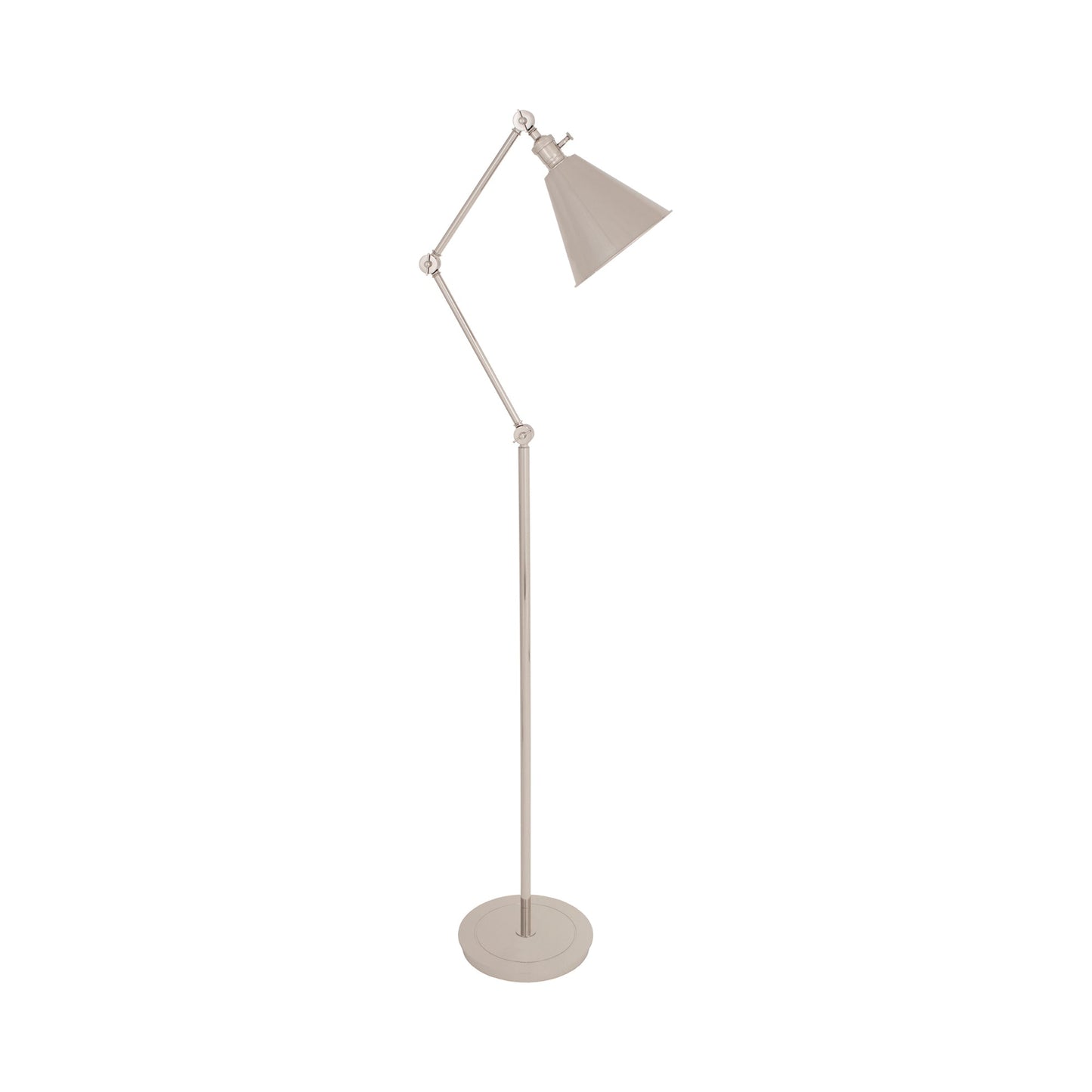 Alloy Floor Lamp in Polished Nickel/Polished Nickel.