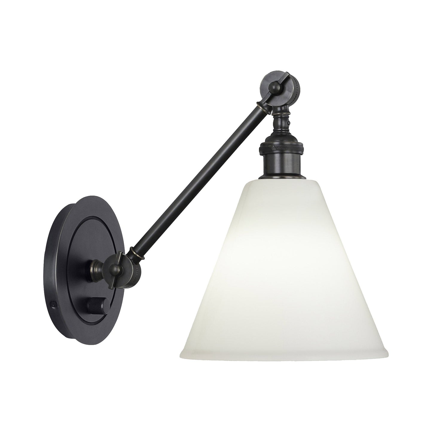 Alloy Single Wall Light in Deep Patina Bronze/Cased White Glass.