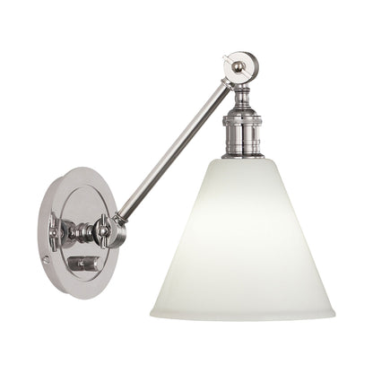 Alloy Single Wall Light in Polished Nickel/Cased White Glass.
