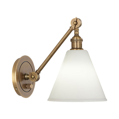 Alloy Single Wall Light in Warm Brass/Cased White Glass.