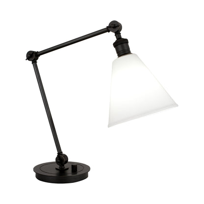 Alloy Table Lamp in Deep Patina Bronze/Cased White Glass.
