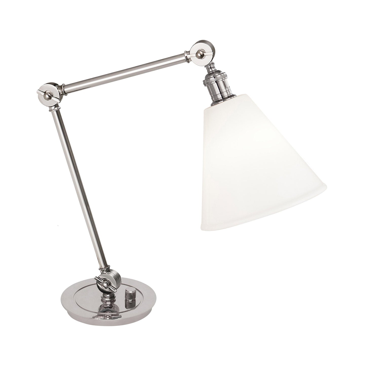 Alloy Table Lamp in Polished Nickel/Cased White Glass.