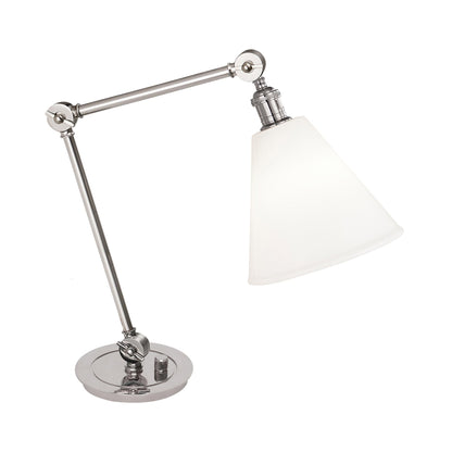 Alloy Table Lamp in Polished Nickel/Cased White Glass.