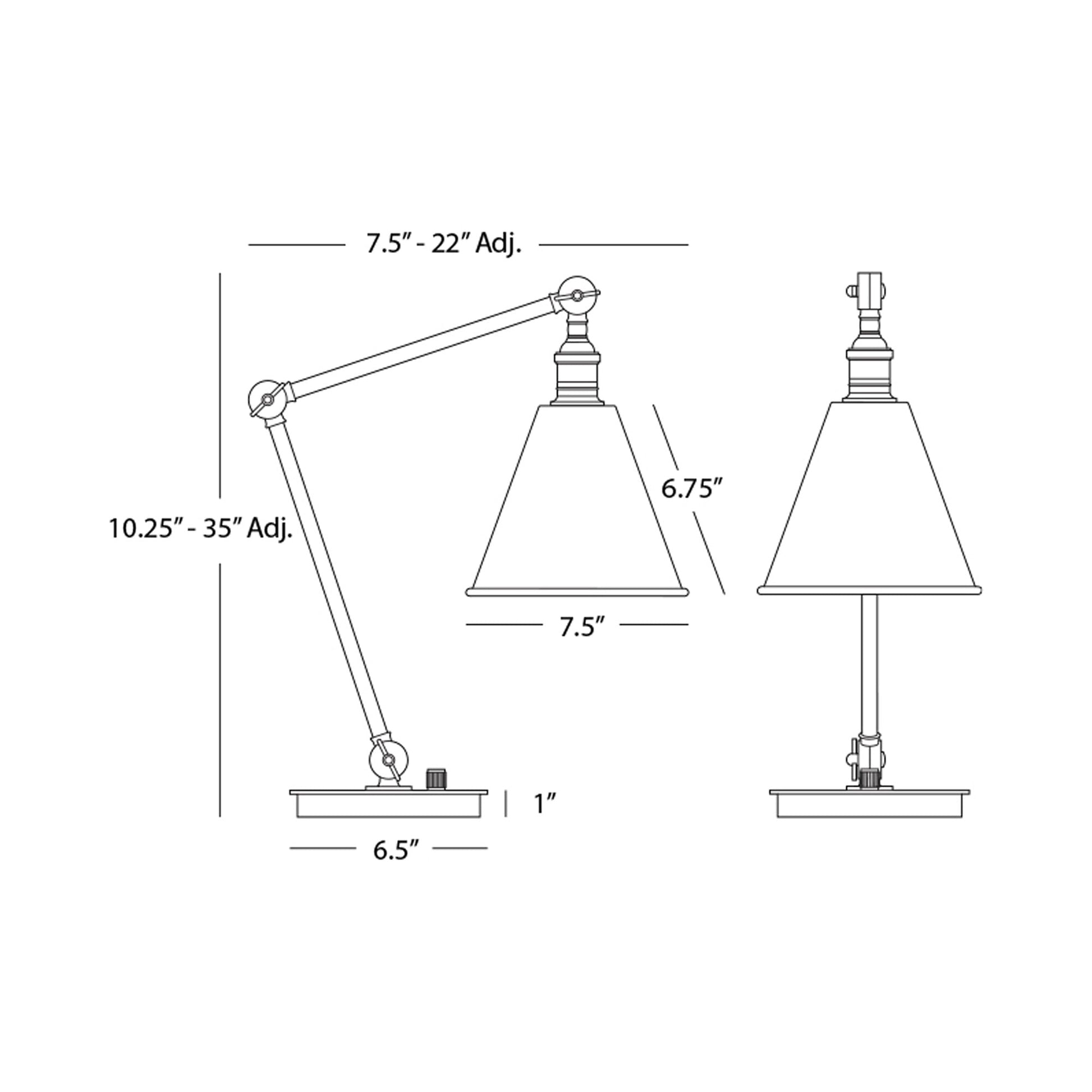 Alloy Table Lamp - line drawing.