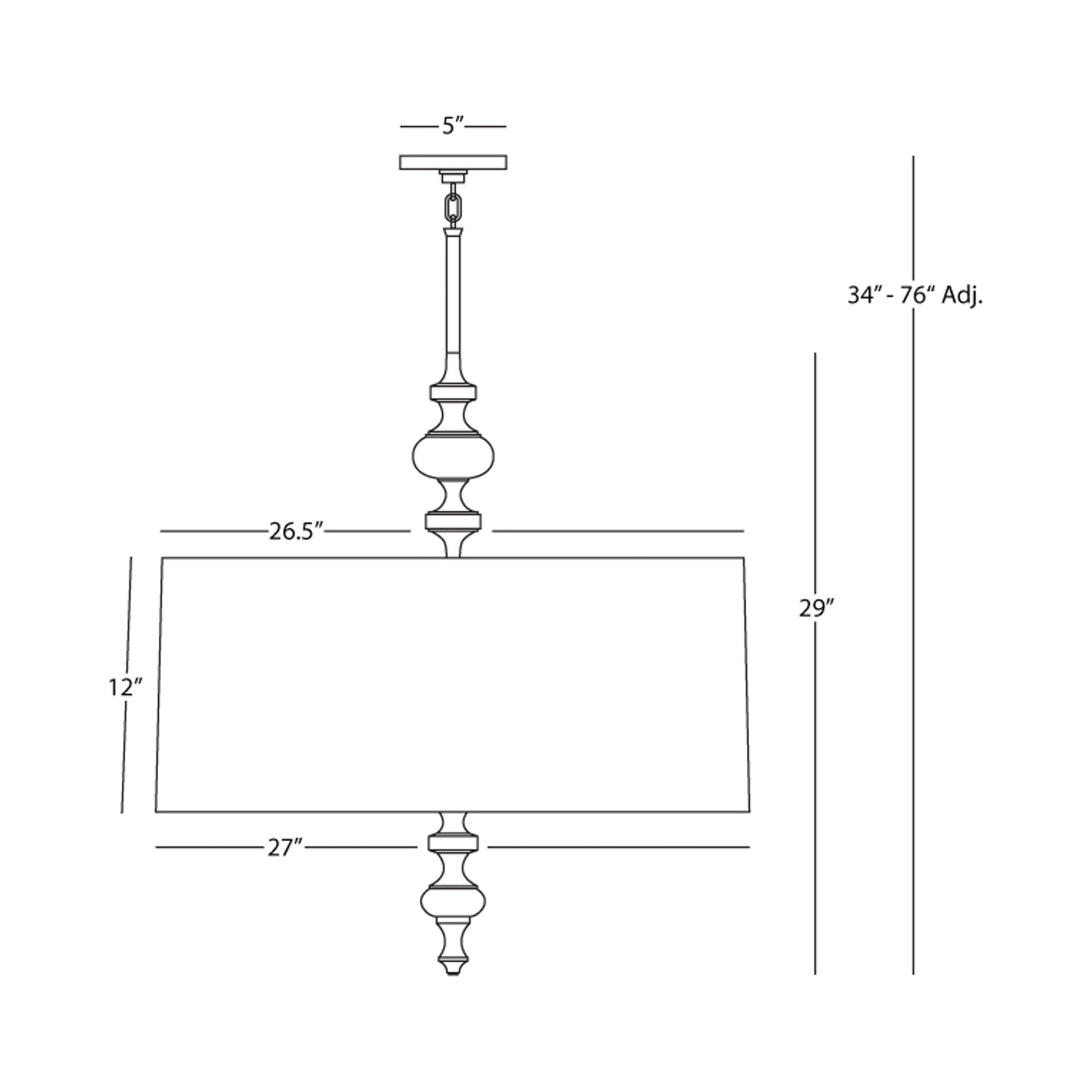 Arthur Pendant Light - line drawing.