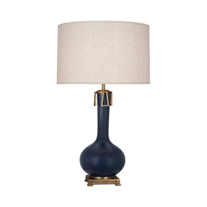Athena Table Lamp in Matte Midnight Blue.