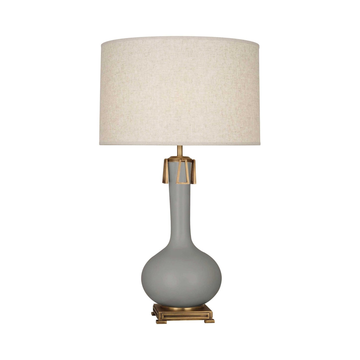 Athena Table Lamp in Matte Smokey Taupe.