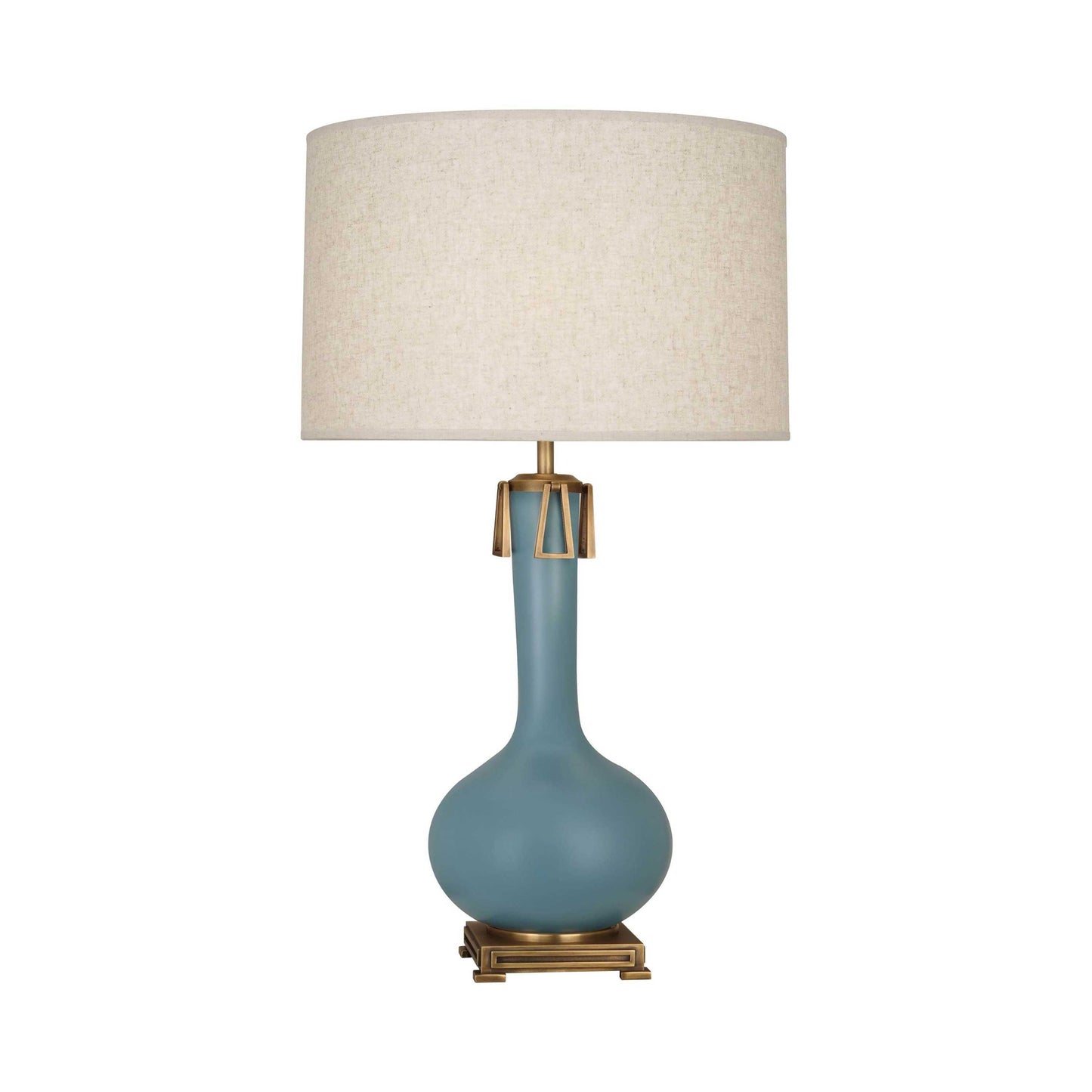 Athena Table Lamp in Matte Steel Blue.