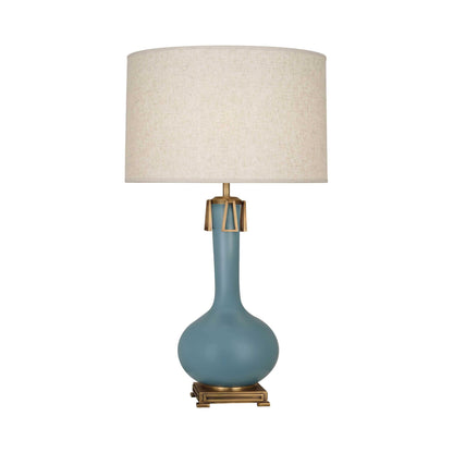 Athena Table Lamp in Matte Steel Blue.