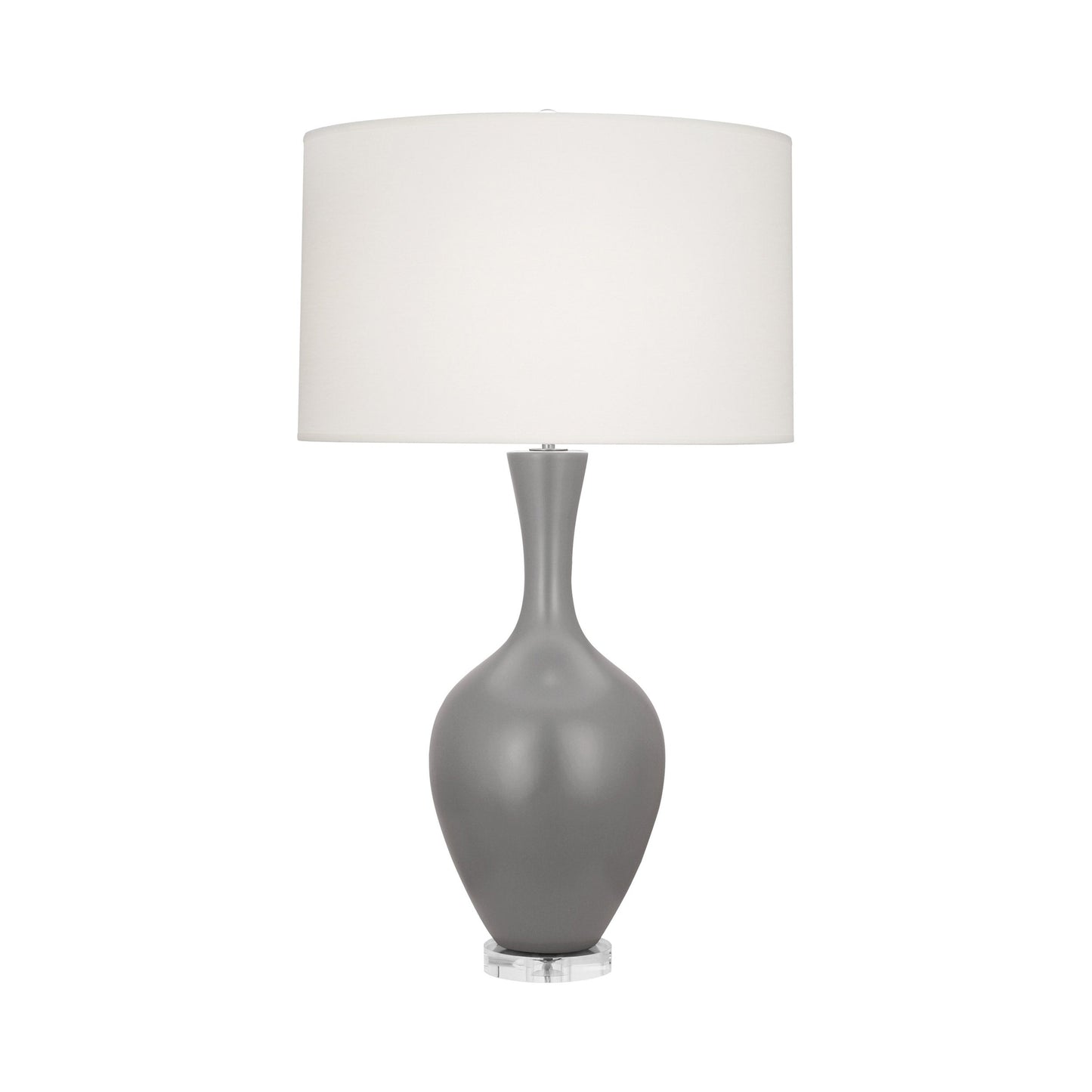 Audrey Table Lamp in Matte Smokey Taupe.