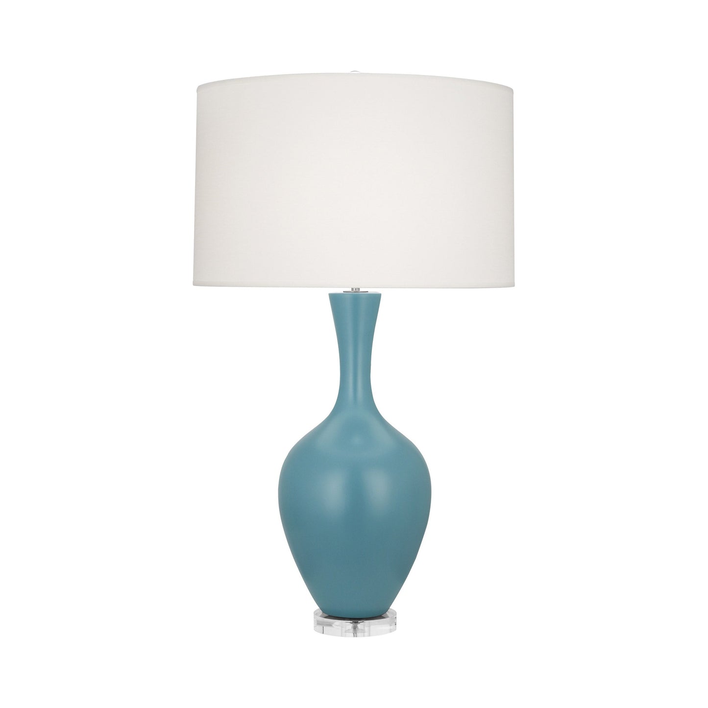 Audrey Table Lamp in Matte Steel Blue.