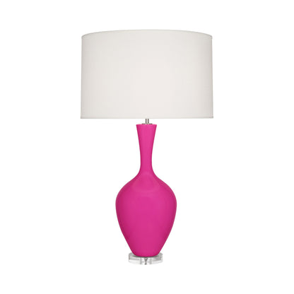 Audrey Table Lamp in Razzle Rose.