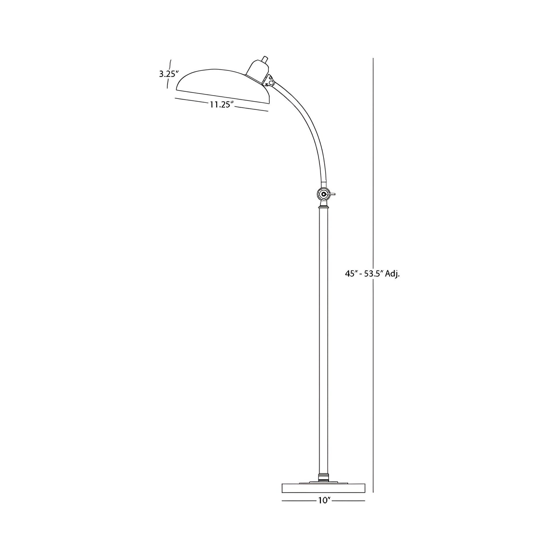 Bruno Adjustable Floor Lamp - line drawing.