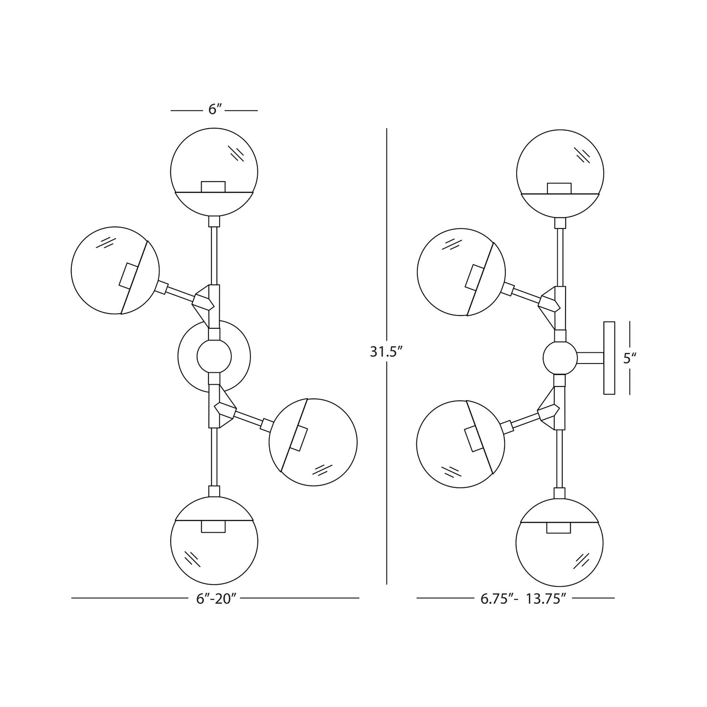 Celeste Wall Light - line drawing.