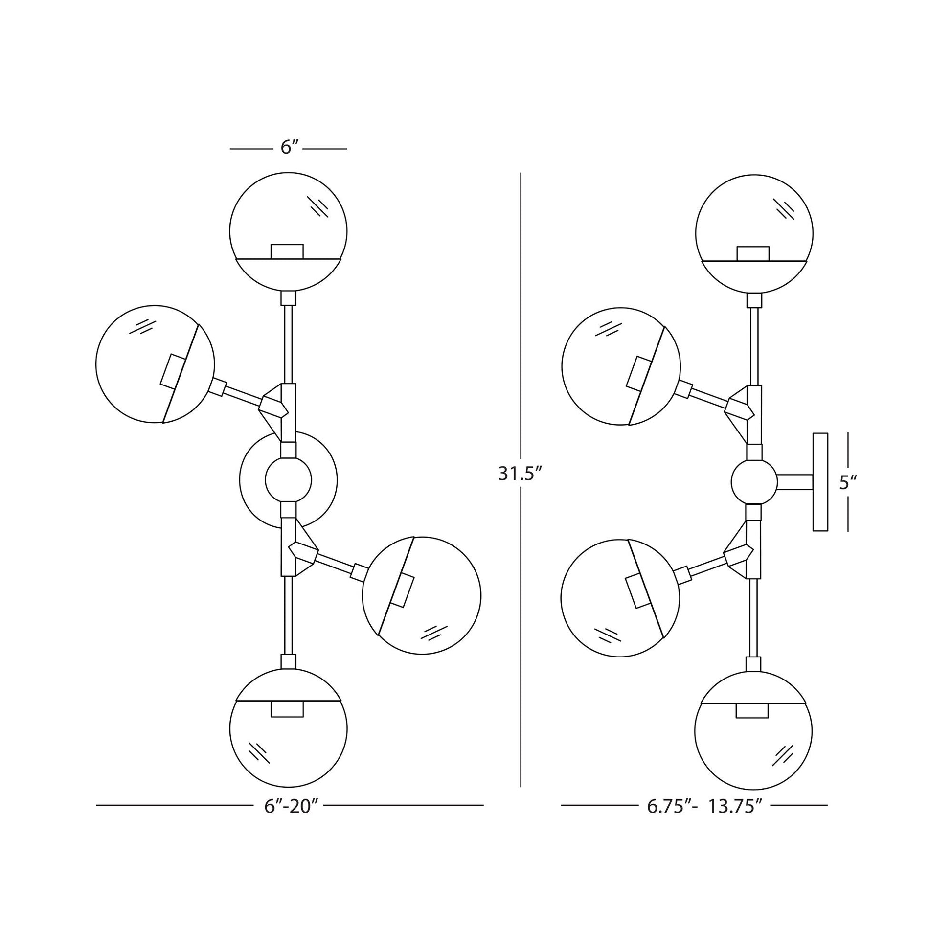 Celeste Wall Light - line drawing.