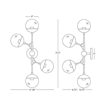 Celeste Wall Light - line drawing.