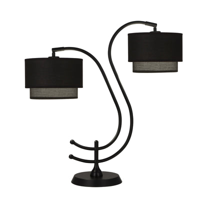 Charlee Table Lamp in Matte Black/Black.