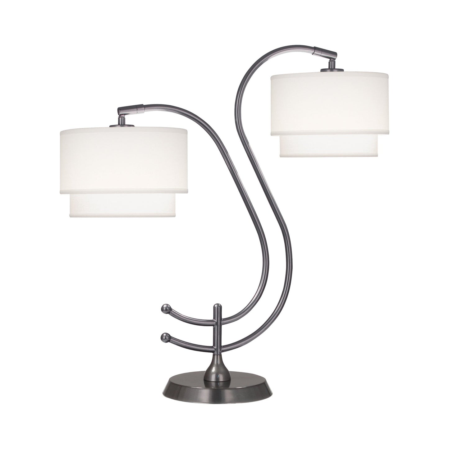Charlee Table Lamp in Gunmetal/White.
