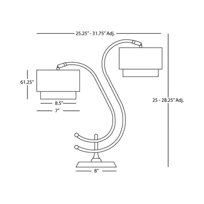 Charlee Table Lamp - line drawing.