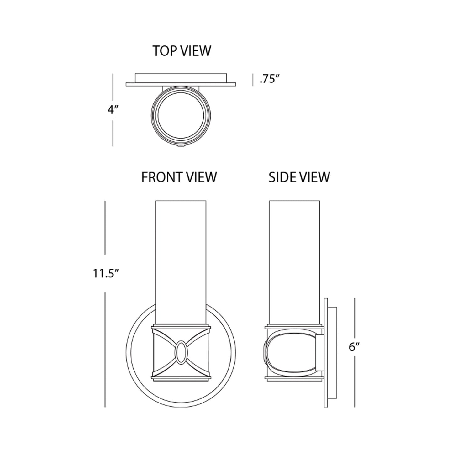 Chase Single Wall Light - line drawing.