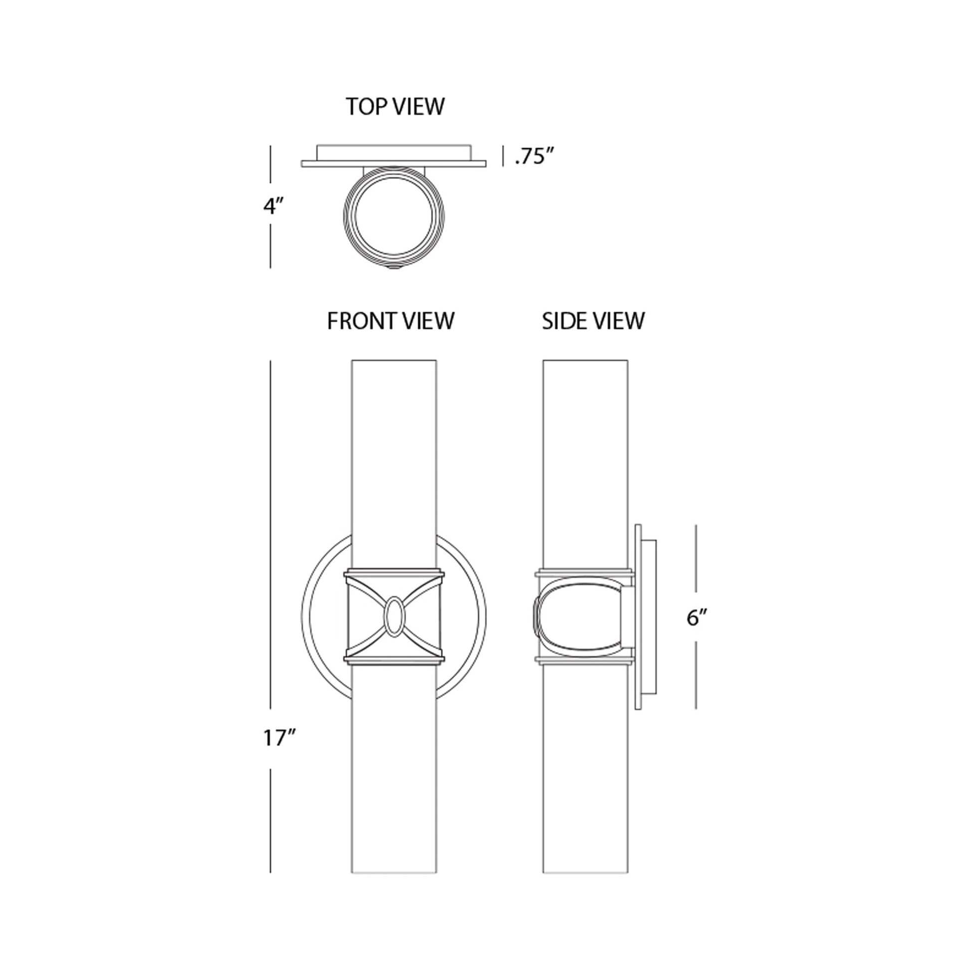 Chase Vertical Wall Light - line drawing.
