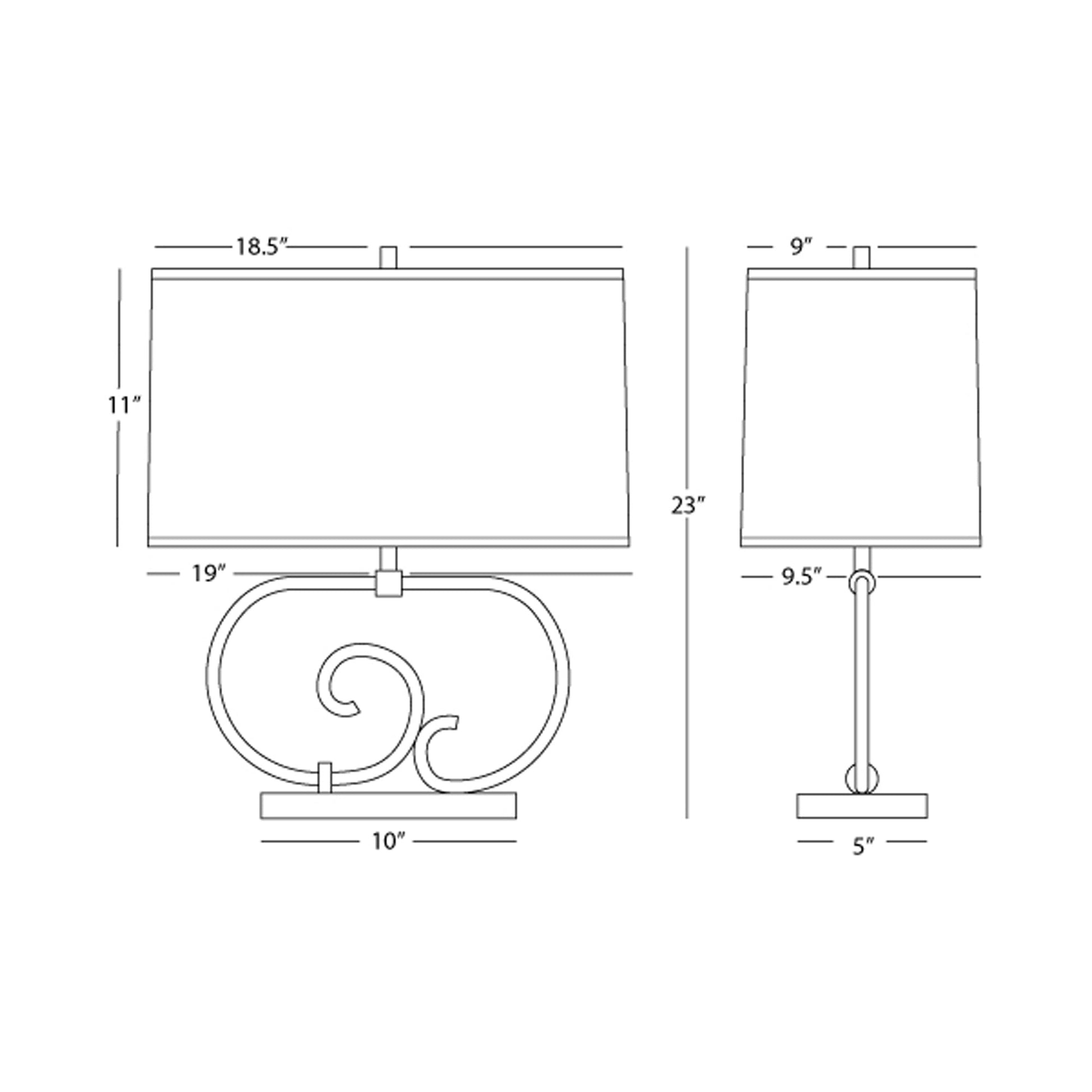 Chloe Table Lamp - line drawing.